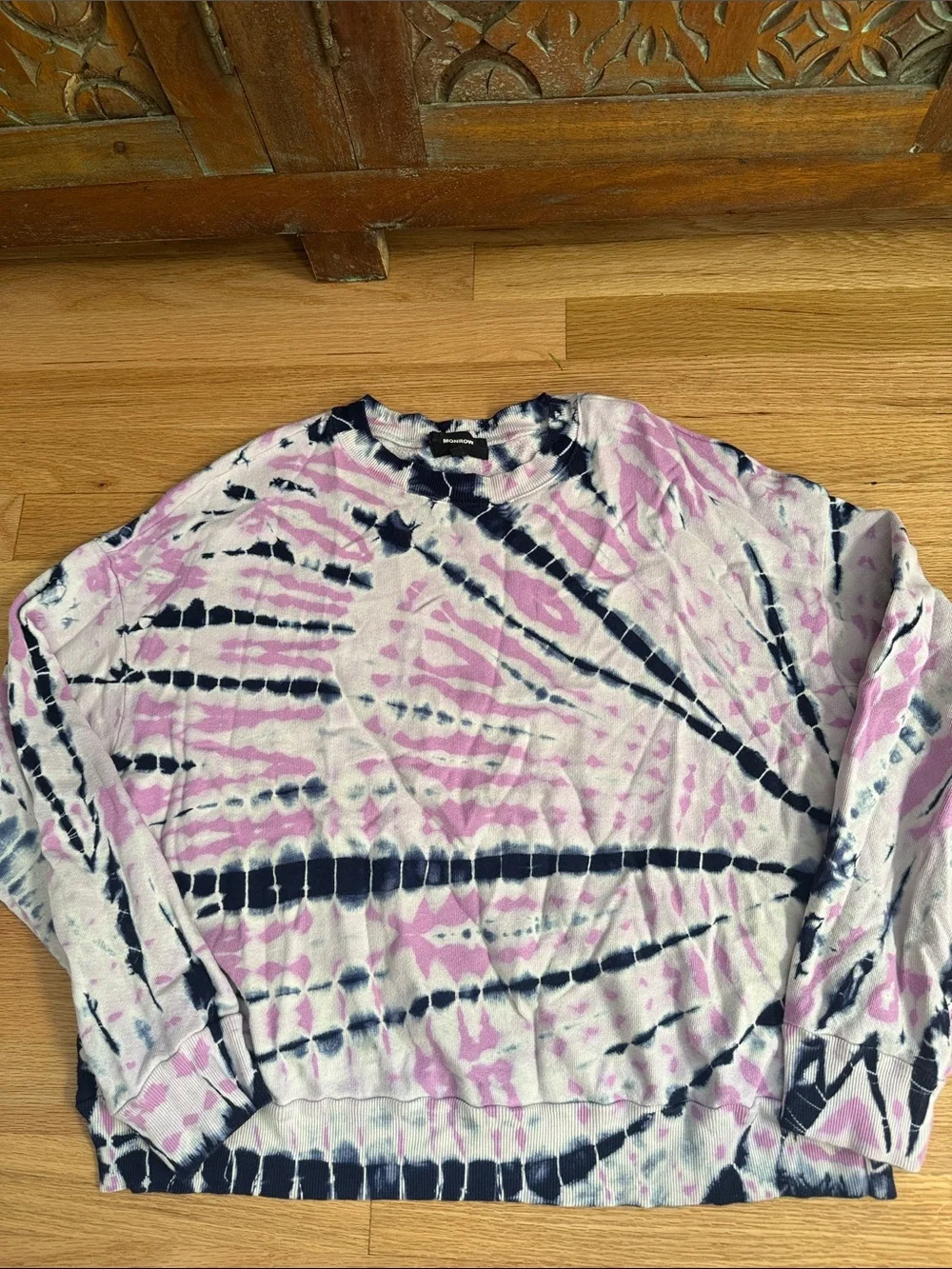 Monrow Womens  Bamboo Burst Tie-Dye Sweatshirt, Pink
